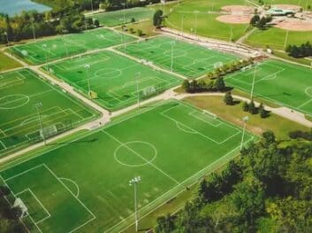 Aerial view of multi-field soccer complex