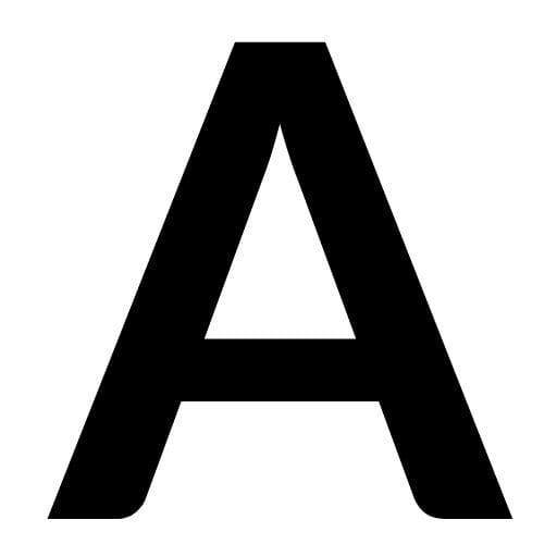 Large black letter A on white background