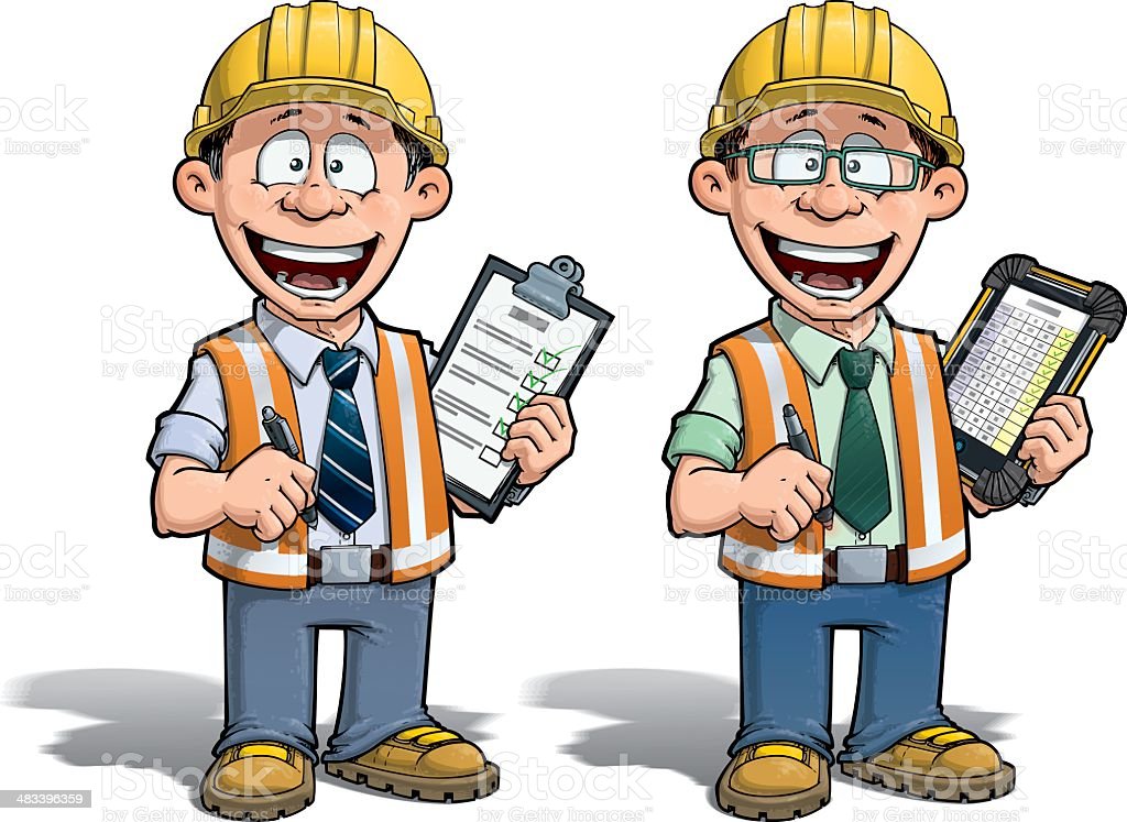 Cartoon illustration of a construction worker supervisors